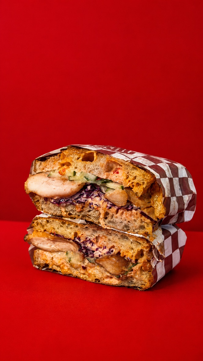 Spicy chicken sandwich close-up